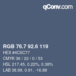 カラーコード: RGB 76.7 92.6 119 | qconv.com