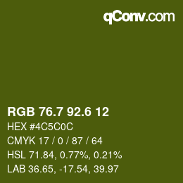 カラーコード: RGB 76.7 92.6 12 | qconv.com