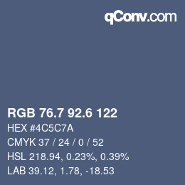 カラーコード: RGB 76.7 92.6 122 | qconv.com