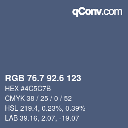 カラーコード: RGB 76.7 92.6 123 | qconv.com