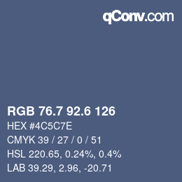 カラーコード: RGB 76.7 92.6 126 | qconv.com