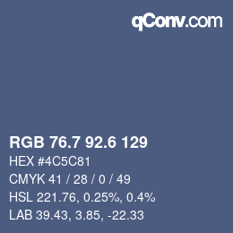 カラーコード: RGB 76.7 92.6 129 | qconv.com