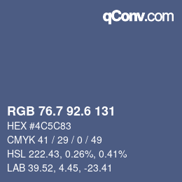 カラーコード: RGB 76.7 92.6 131 | qconv.com