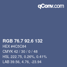 カラーコード: RGB 76.7 92.6 132 | qconv.com