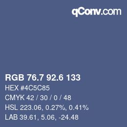 カラーコード: RGB 76.7 92.6 133 | qconv.com