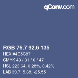 カラーコード: RGB 76.7 92.6 135 | qconv.com