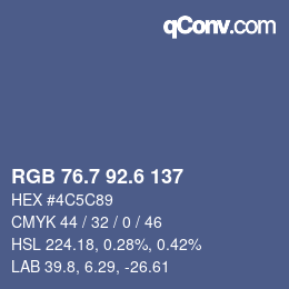 カラーコード: RGB 76.7 92.6 137 | qconv.com