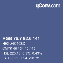 カラーコード: RGB 76.7 92.6 141 | qconv.com
