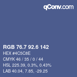 カラーコード: RGB 76.7 92.6 142 | qconv.com