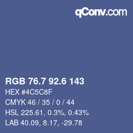 カラーコード: RGB 76.7 92.6 143 | qconv.com