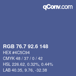 カラーコード: RGB 76.7 92.6 148 | qconv.com