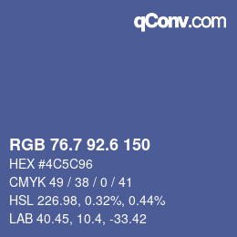 カラーコード: RGB 76.7 92.6 150 | qconv.com