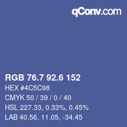 カラーコード: RGB 76.7 92.6 152 | qconv.com