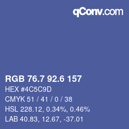 カラーコード: RGB 76.7 92.6 157 | qconv.com