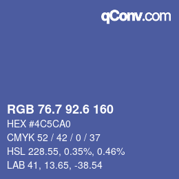 カラーコード: RGB 76.7 92.6 160 | qconv.com