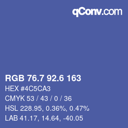 カラーコード: RGB 76.7 92.6 163 | qconv.com