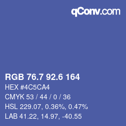 カラーコード: RGB 76.7 92.6 164 | qconv.com