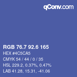 カラーコード: RGB 76.7 92.6 165 | qconv.com