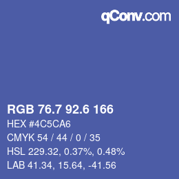 カラーコード: RGB 76.7 92.6 166 | qconv.com