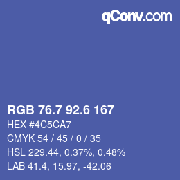 カラーコード: RGB 76.7 92.6 167 | qconv.com