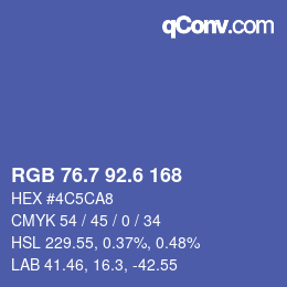カラーコード: RGB 76.7 92.6 168 | qconv.com