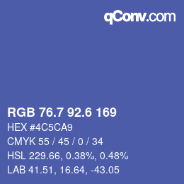 カラーコード: RGB 76.7 92.6 169 | qconv.com