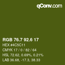 カラーコード: RGB 76.7 92.6 17 | qconv.com