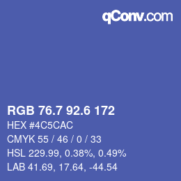 カラーコード: RGB 76.7 92.6 172 | qconv.com