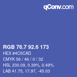カラーコード: RGB 76.7 92.6 173 | qconv.com