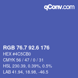 カラーコード: RGB 76.7 92.6 176 | qconv.com