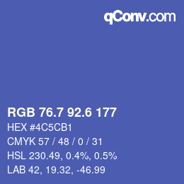 カラーコード: RGB 76.7 92.6 177 | qconv.com
