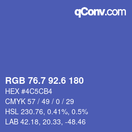 カラーコード: RGB 76.7 92.6 180 | qconv.com