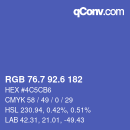 カラーコード: RGB 76.7 92.6 182 | qconv.com