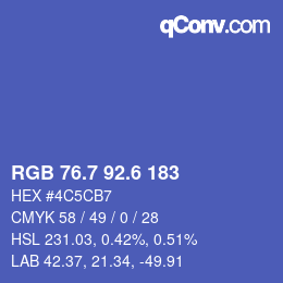 カラーコード: RGB 76.7 92.6 183 | qconv.com