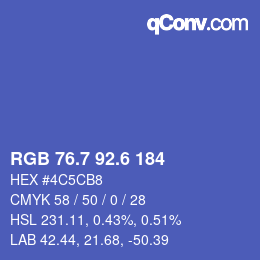 カラーコード: RGB 76.7 92.6 184 | qconv.com