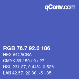カラーコード: RGB 76.7 92.6 186 | qconv.com
