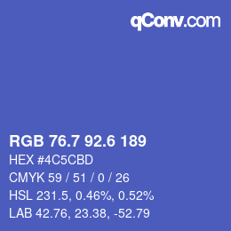 カラーコード: RGB 76.7 92.6 189 | qconv.com