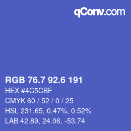 カラーコード: RGB 76.7 92.6 191 | qconv.com