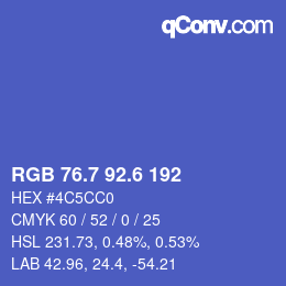 カラーコード: RGB 76.7 92.6 192 | qconv.com