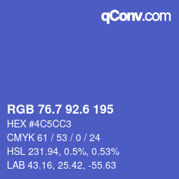 カラーコード: RGB 76.7 92.6 195 | qconv.com