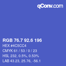 カラーコード: RGB 76.7 92.6 196 | qconv.com