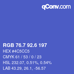 カラーコード: RGB 76.7 92.6 197 | qconv.com