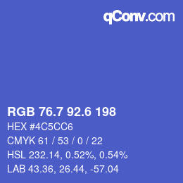 カラーコード: RGB 76.7 92.6 198 | qconv.com