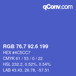 カラーコード: RGB 76.7 92.6 199 | qconv.com