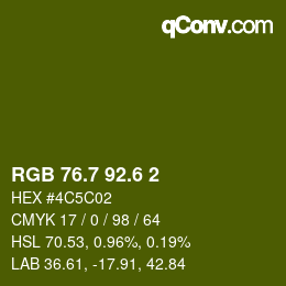 カラーコード: RGB 76.7 92.6 2 | qconv.com
