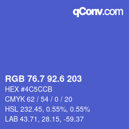 カラーコード: RGB 76.7 92.6 203 | qconv.com