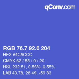 カラーコード: RGB 76.7 92.6 204 | qconv.com