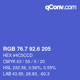 カラーコード: RGB 76.7 92.6 205 | qconv.com