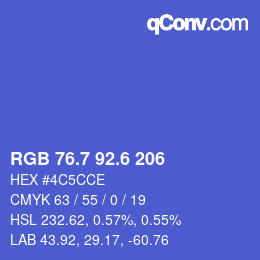 カラーコード: RGB 76.7 92.6 206 | qconv.com