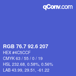 カラーコード: RGB 76.7 92.6 207 | qconv.com